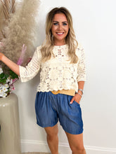 The Amelia - Floral Crochet 3/4 Sleeve Top